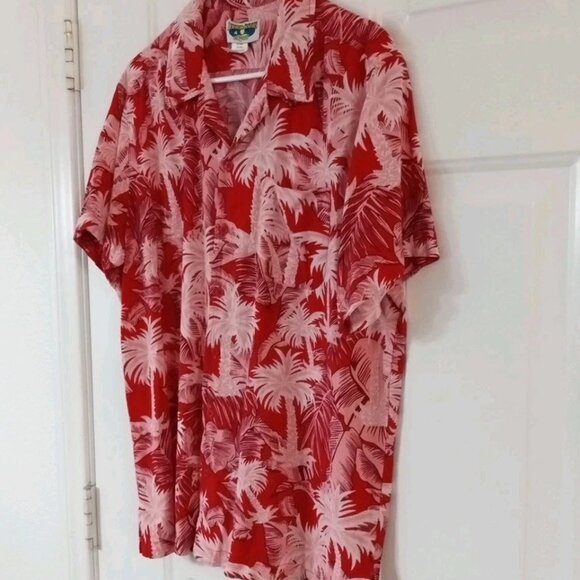 Bermuda Casuals by Haband Mens Large Red And Pink Rayon Button Up Hawaiian Shirt - Picture 4 of 6